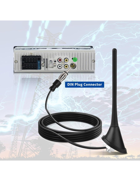 Antena de Radio Eightwood para Coche 17.78cm FM AM con Base