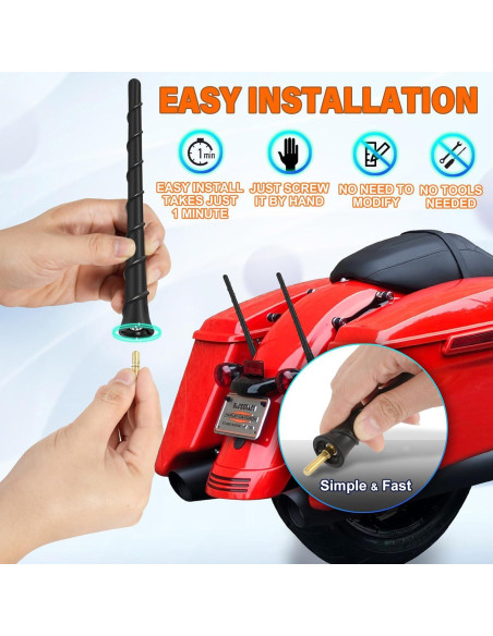 Paquete de 2 Antenas Espirales 17.78 cm GRUOIZ para Harley 1998-2024
