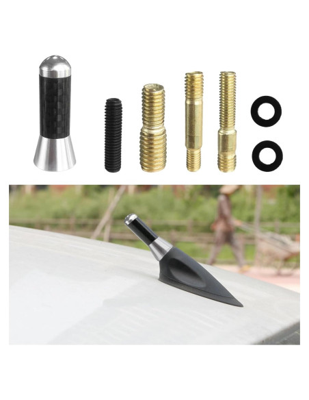 Antena Corta para Auto Augeny, Fibra de Carbono, Plata