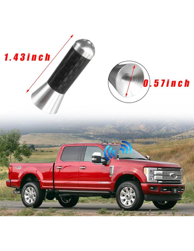 Antena Corta para Auto Augeny, Fibra de Carbono, Plata
