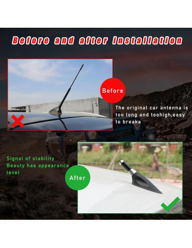 Antena Corta para Auto Augeny, Fibra de Carbono, Plata