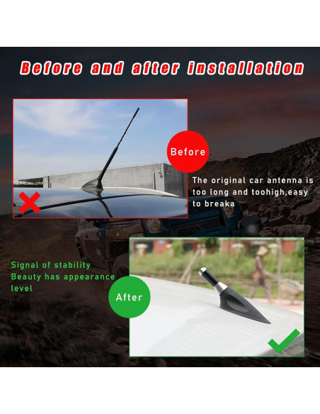 Antena Corta para Auto Augeny, Fibra de Carbono, Plata