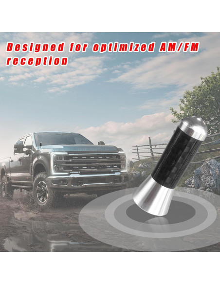 Antena Corta para Auto Augeny, Fibra de Carbono, Plata