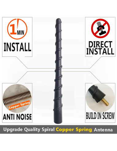 Antena de goma espiral flexible 18 cm para Dodge Ram Durango