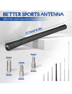 Antena de Vehículo Eightwood 17.5 cm Flexible con Adaptadores 2