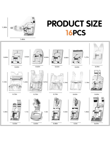 Conjunto de 16 Prensatelas para Máquina de Coser AnoleAir