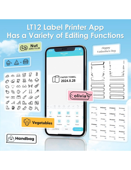 Etiquetadora Portátil VolenGo LT12 Bluetooth 12mm Recargable