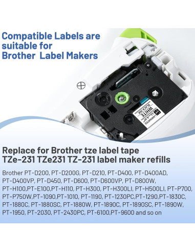 20 Cintas de Etiqueta VolenGo TZe-231 12mm Laminadas Blancas