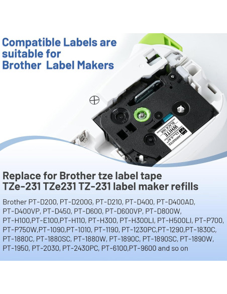 20 Cintas de Etiqueta VolenGo TZe-231 12mm Laminadas Blancas