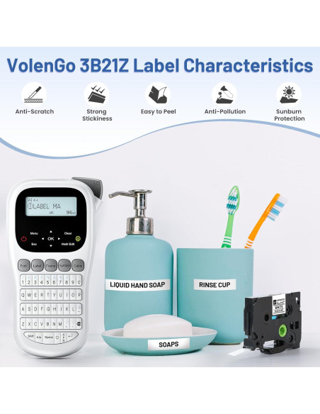 20 Cintas de Etiqueta VolenGo TZe-231 12mm Laminadas Blancas