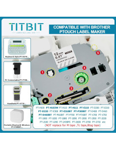 Cinta de Etiquetas Brother TZE 12mm Transparente 4 Colores 2