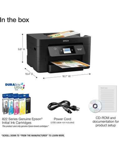 Impresora Todo-en-Uno Inalámbrica Epson WF-3823 ADF 35 Páginas