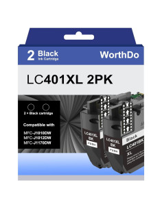 Cartuchos de tinta negra Brother LC401XL compatibles - Paquete de 2