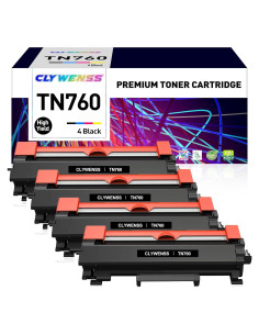 Cartucho de Tóner Negro CLYWENSS TN760 Alto Rendimiento 4-Pack