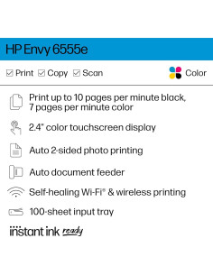 Impresora Multifuncional Inalámbrica HP Envy 6555e a Color 2