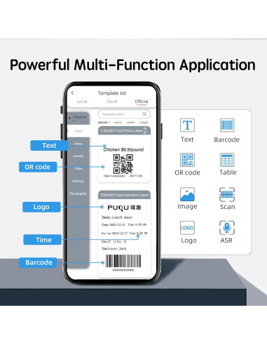Impresora de Etiquetas PUQU Q1 Bluetooth 50mm x 30mm