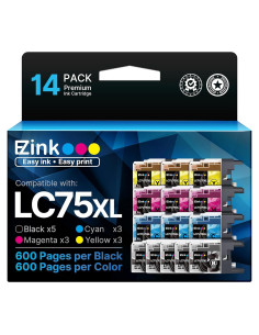 Cartuchos de tinta E-Z Ink compatibles Brother LC75 XL - 14 piezas