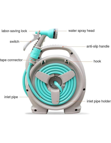 Carrete de Manguera Retráctil YEFA 15,24 m con Boquilla 6 Funciones