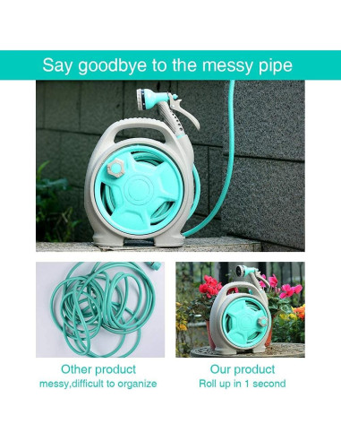 Carrete de Manguera Retráctil YEFA 15,24 m con Boquilla 6 Funciones