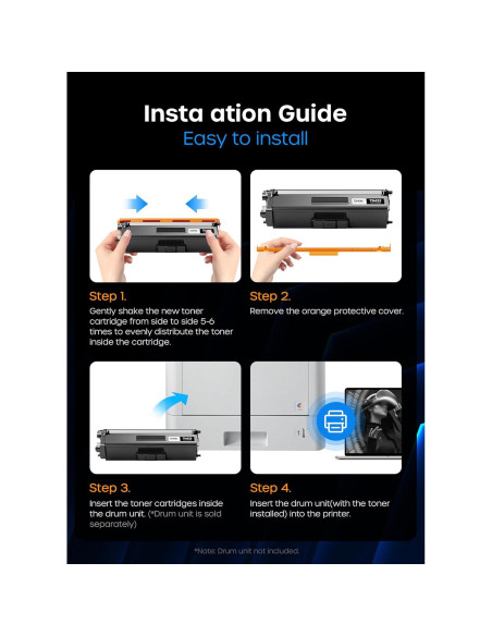 Cartucho de Tóner Reemplazo Timink TN433 TN436 4 Pack BK/C/M/Y