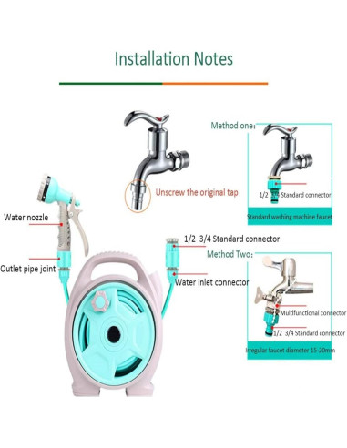 Carrete de Manguera Retráctil YEFA 15,24 m con Boquilla 6 Funciones