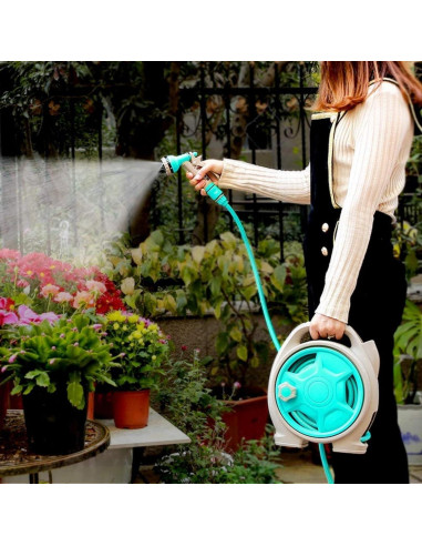 Carrete de Manguera Retráctil YEFA 15,24 m con Boquilla 6 Funciones