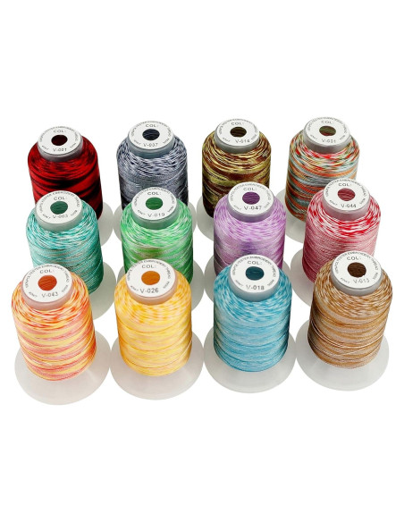 Kit de Hilo de Bordado Variegado 12 Colores 500M Nuevo Brothread