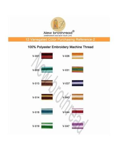 Kit de Hilo de Bordado Variegado 12 Colores 500M Nuevo Brothread
