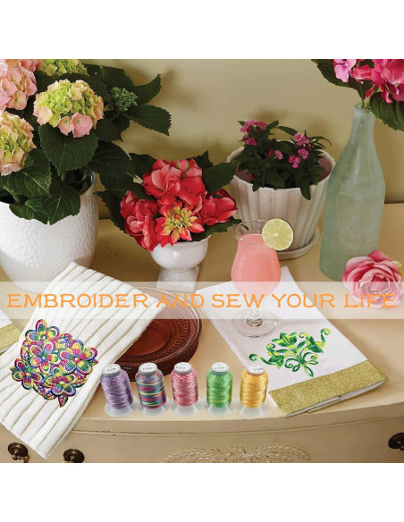 Kit de Hilo de Bordado Variegado 12 Colores 500M Nuevo Brothread