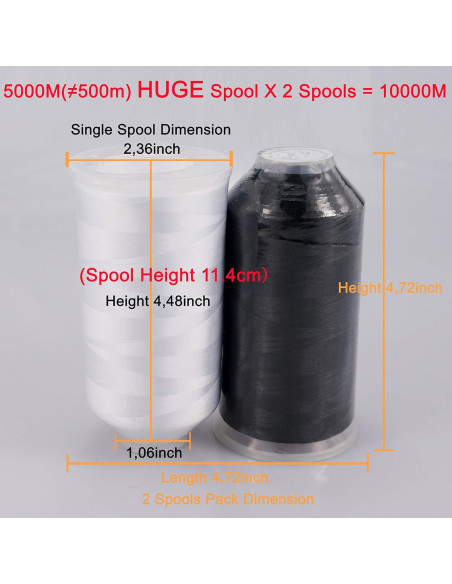 Hilos de Bordar Poliester Nuevos Hilos Brothreads 5000M 2Pcs