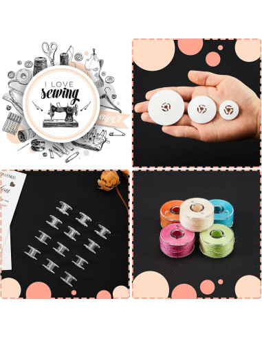 Juego de 16 Bobinas de Costura Transparentes Luinabio 45/35/25 mm