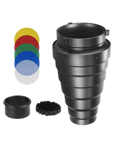 Snoot Conical Metal Fotoconic con Rejilla y 5 Filtros de Color