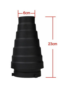 Snoot Conical Metal Fotoconic con Rejilla y 5 Filtros de Color 2