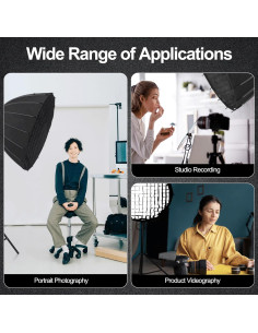 Softbox Parabólico 120cm WELLMAKING con Difusores y Rejilla 2