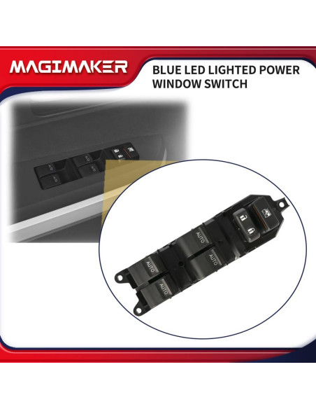 Interruptor de Ventana Eléctrica Izquierdo Magimaker Toyota Tundra 2007-2021 con Luz LED Azul