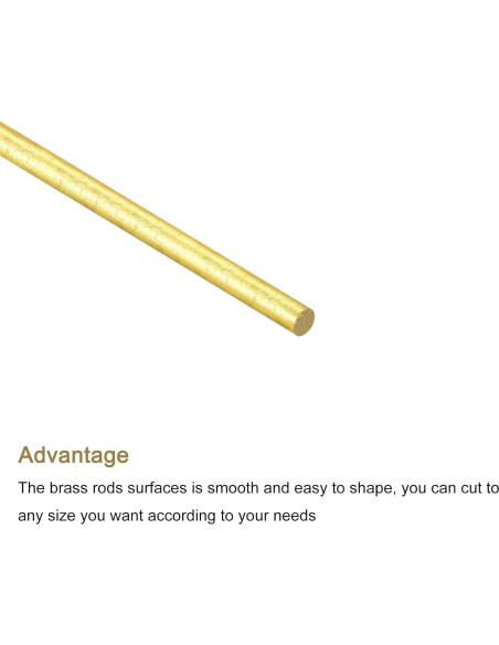 Barra Redonda Sólida de Latón MECCANIXITY 1.5mm x 200mm Paquete de 10