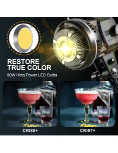 Foco LED de Video GVM 80W CRI97+ Temperatura 5600K 2