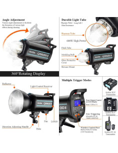 Flash Estroboscópico Godox QS600II 600Ws Luz de Estudio 2