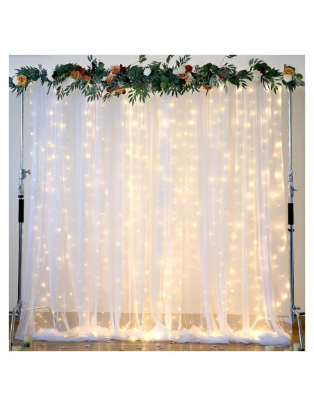 Cortina de fondo blanca con luces 3.05x3.05m para fiestas