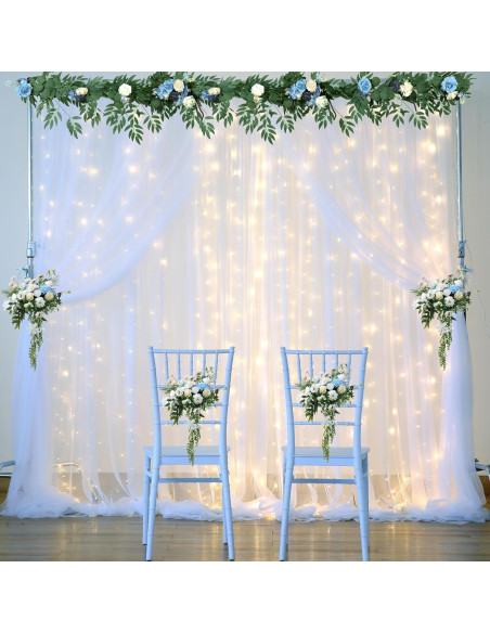 Cortina de fondo blanca con luces 3.05x3.05m para fiestas