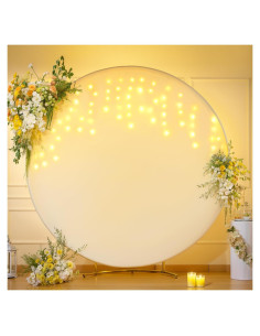 Cubierta de fondo circular marfil 2.2m con luces LED para eventos