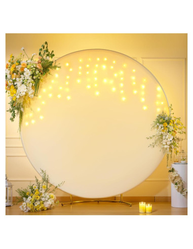 Cubierta de fondo circular marfil 2.2m con luces LED para eventos