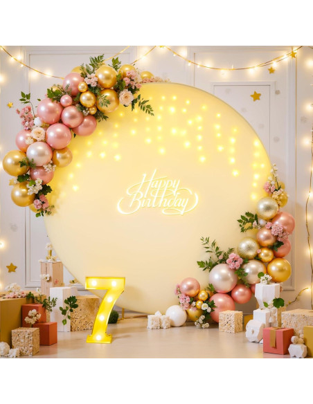 Cubierta de fondo circular marfil 2.2m con luces LED para eventos