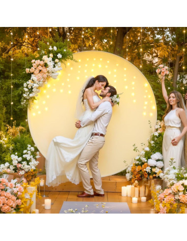 Cubierta de fondo circular marfil 2.2m con luces LED para eventos
