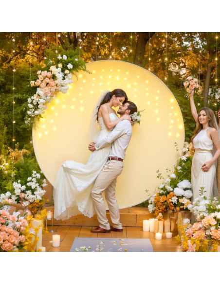 Cubierta de fondo circular marfil 2.2m con luces LED para eventos