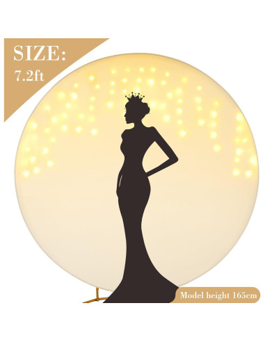 Cubierta de fondo circular marfil 2.2m con luces LED para eventos