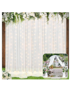 Cortina de fondo LED blanca BBTO 1.52m x 3.05m para fiestas
