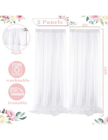 Cortina de fondo LED blanca BBTO 1.52m x 3.05m para fiestas