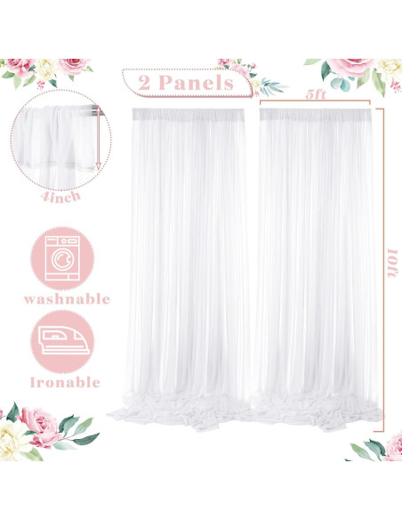 Cortina de fondo LED blanca BBTO 1.52m x 3.05m para fiestas