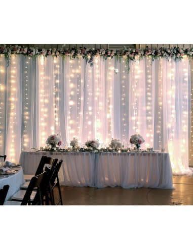 Cortinas de fondo de tul blanco Suppromo 6m x 2.4m con luces